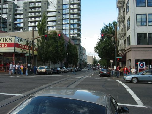 [SW 10th Ave & W Burnside St looking north]